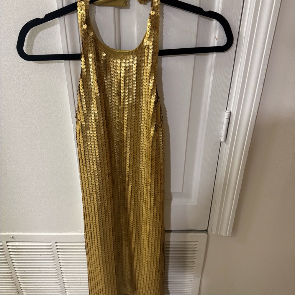 Gold Sequin Sleeveless Dress